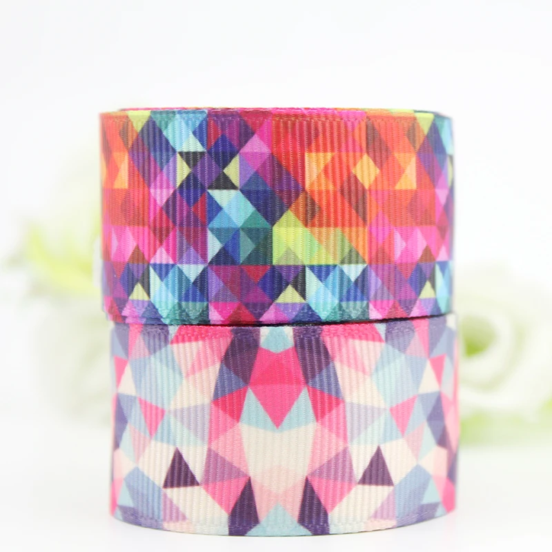 

Each pattern 5 yards coloured geometric printed grosgrain ribbon set 25mm for DIY Handmade Accessories Decoration
