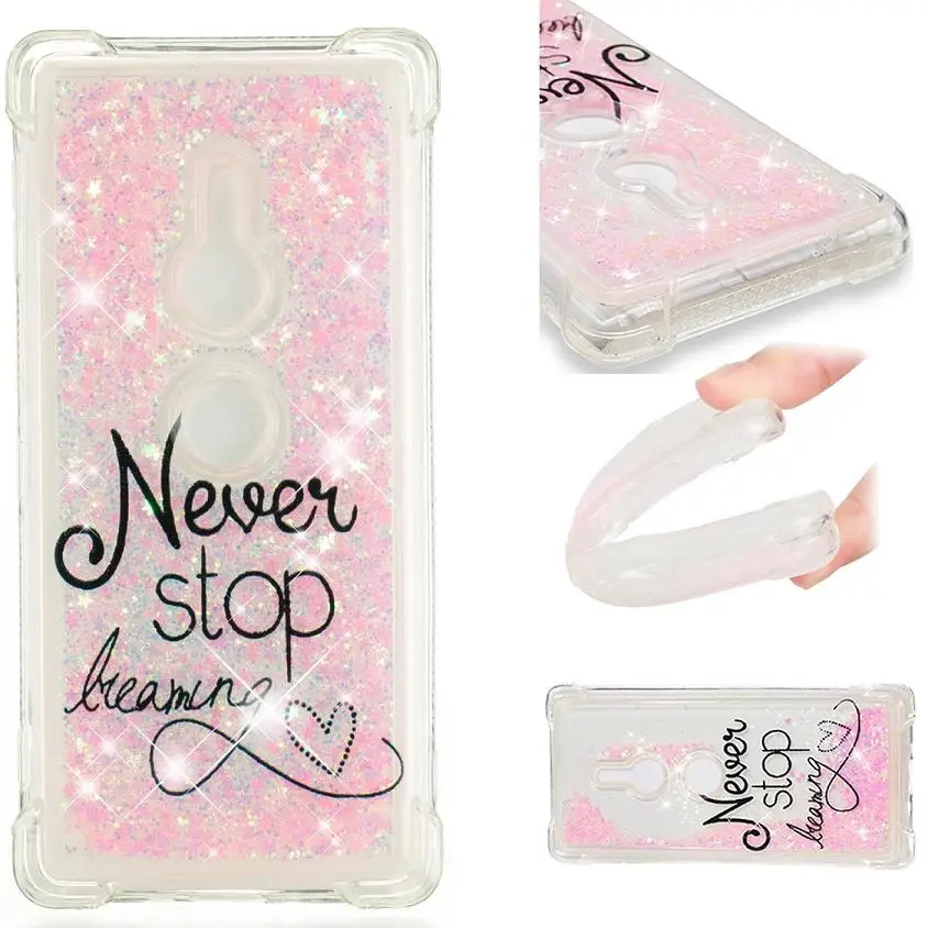 Liquid Glitter Quicksand Butterfly Unicorn Back Cover TPU Phone Case For Sony L2 XA2 XA1 XZ1 XZ2 Compact |
