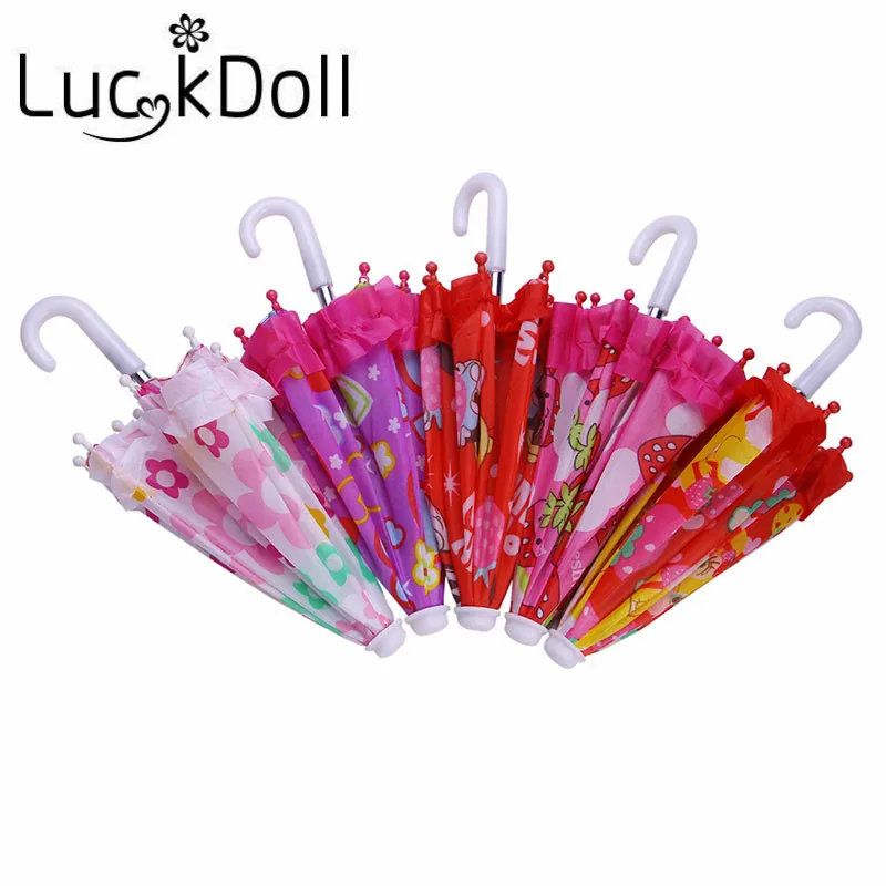 LUCKDOLL напечатанный Раффлед зонтик для 18 дюймов американская кукла аксессуары