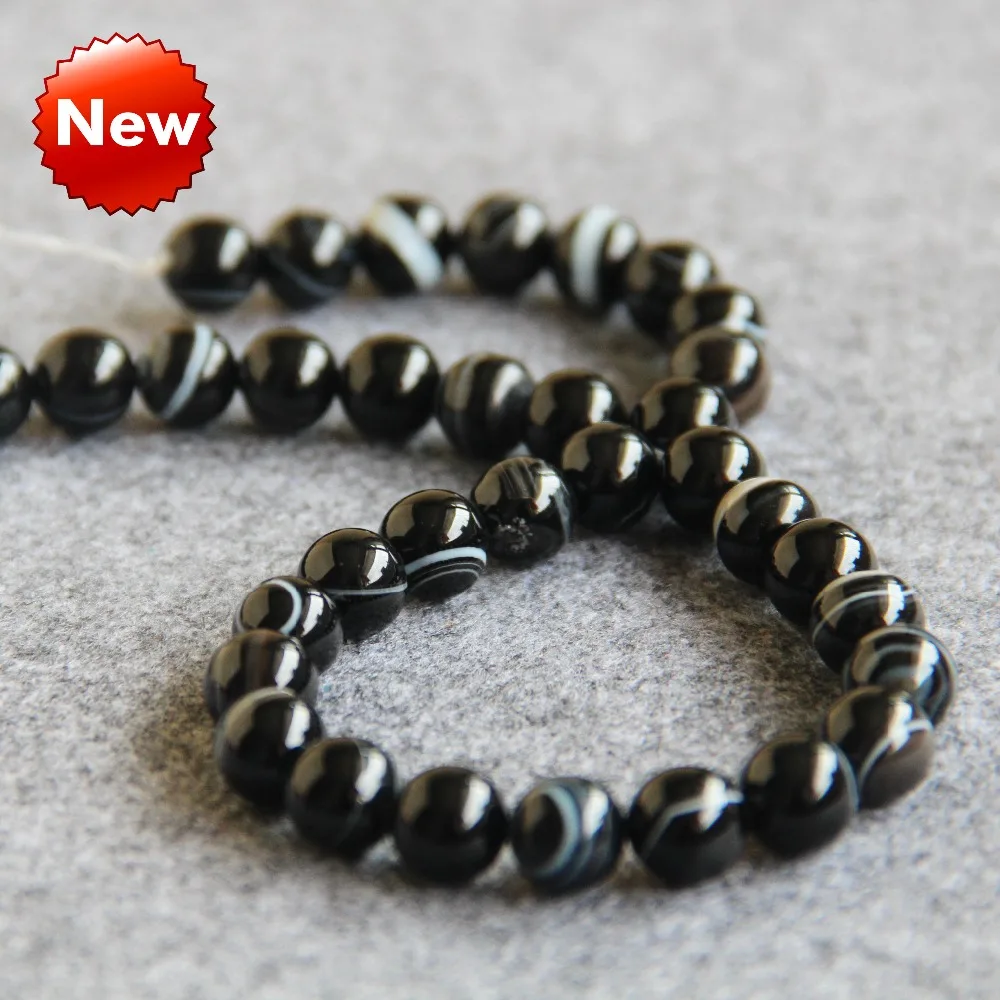 

For Necklace&Bracelet 10mm Multicolor Black Stripe Natural Onyx Beads DIY Loose Carnelian Accessory Parts 15inch Jewelry Making