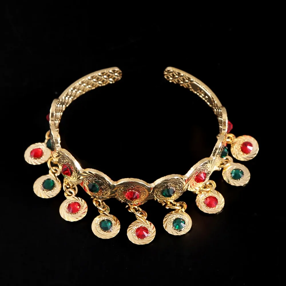 Cubic Zirconia Baby Bracelet Gold Color Bangle For Kids Jewelry With Red Blue Stone | Украшения и аксессуары