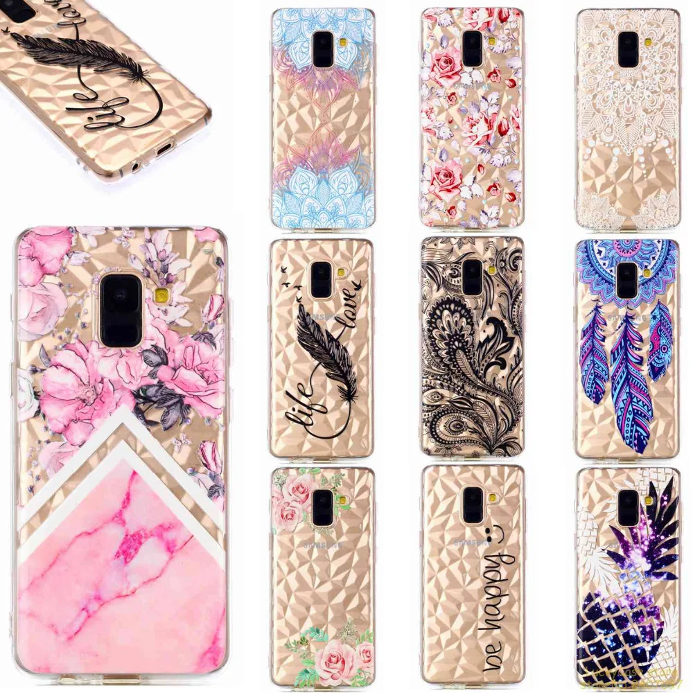 Роскошные ромба из материала TPU чехол для телефона Samsung A6 2018 Цветы Чехол с