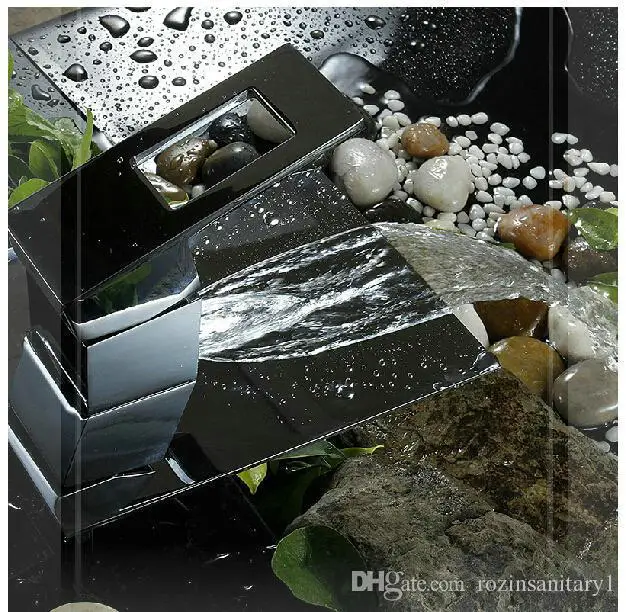 Polished Chrome Waterfall Basin Faucet Single Handle Sink Mixer Deck Mounted Tap bacia do banheiro | Канцтовары для офиса и