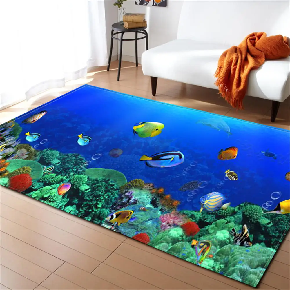 3D подводный мир ковер для гостиной домашний текстиль коврики мягкий фланелевый