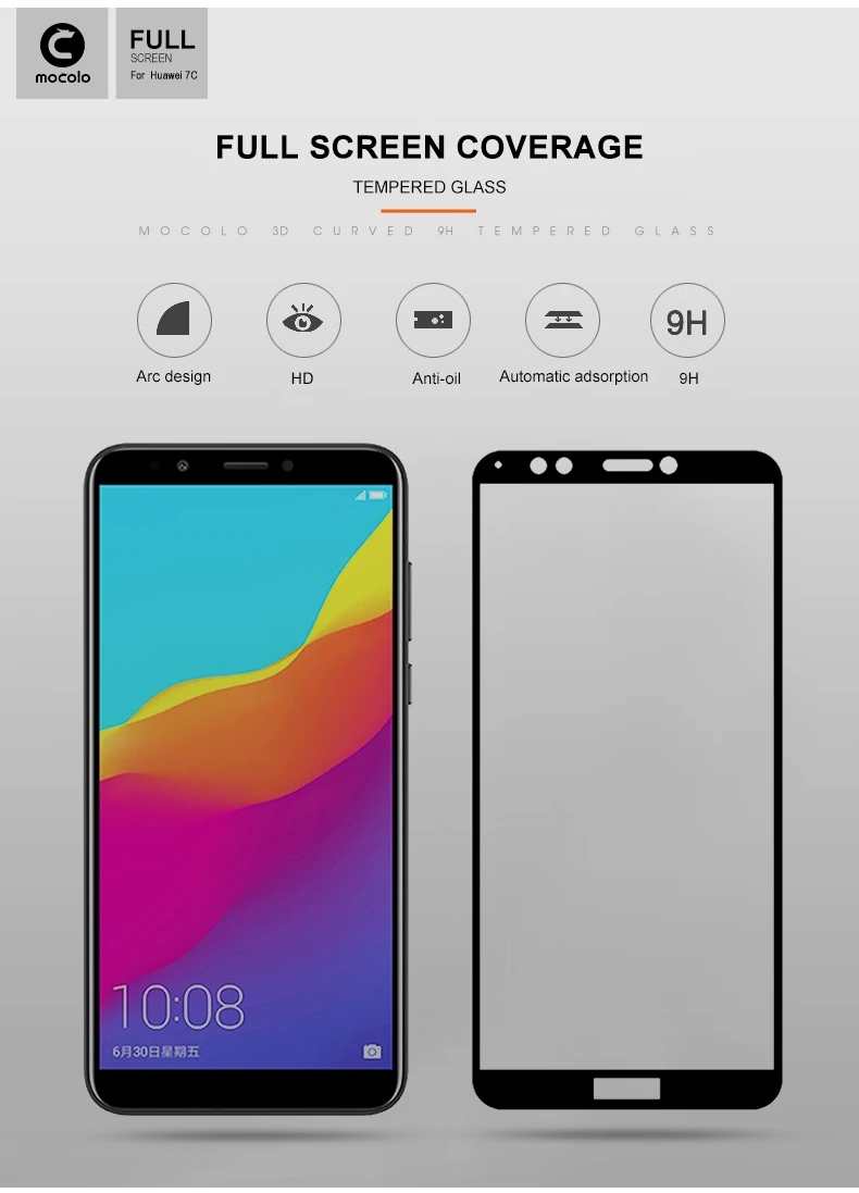 Mocolo 2.5D 9 H полное покрытие закаленное защитное стекло пленку на для huawei Honor 7C Pro Honor7C 7 CPro AUM-L41 LND-L29 5.7 5.99 32 GB защитной Экран