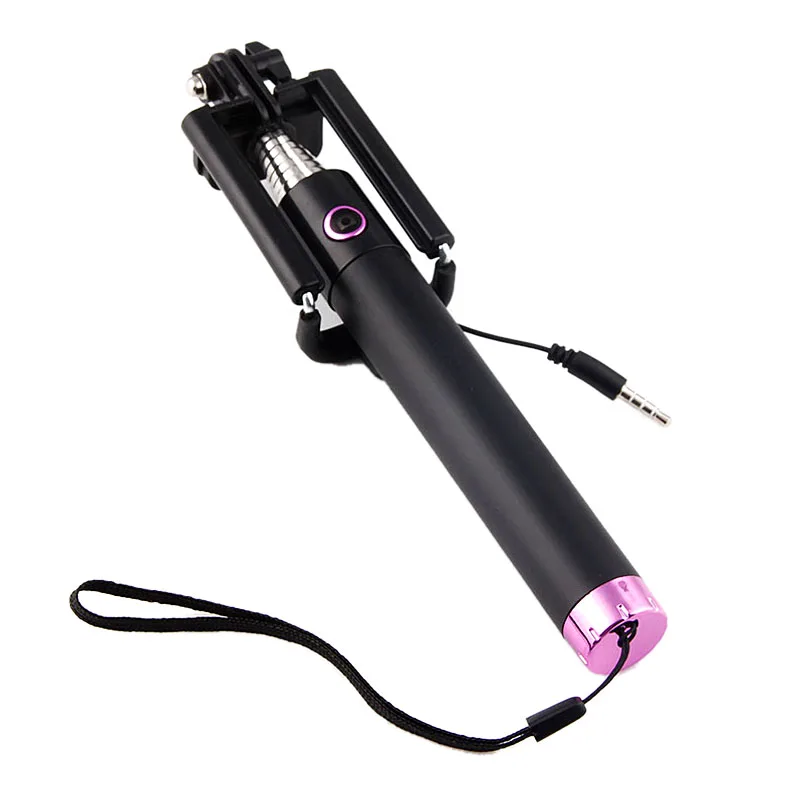 Горячая Распродажа карманная селфи палка Выдвижная Проводная монопод
