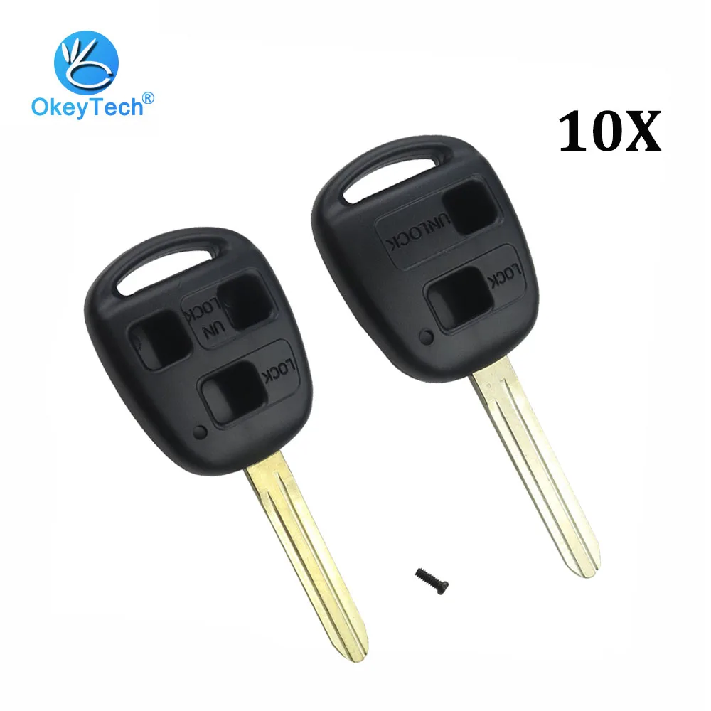 OkeyTech 10pcs/lot 2/3 Button Toy43 Blade Car Key Shell Replacement Cover Case Fob for Toyota Camry Rav4 Corolla Prado Yaris | Автомобили