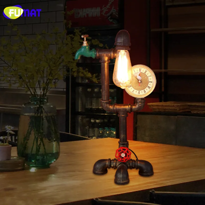 Фумат Лофт винтажная промышленная Труба Настольная лампа с Ретро Эдисоном