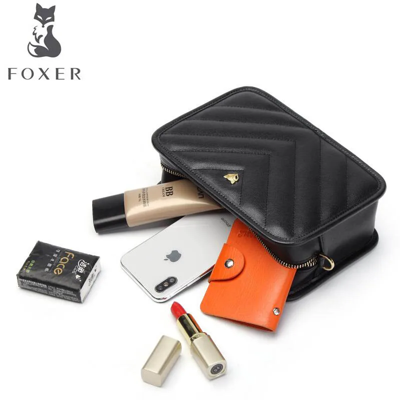 FOXER Роскошная модная Высококачественная маленькая квадратная сумка новая волна модная простая Корейская версия широкого плеча stra
