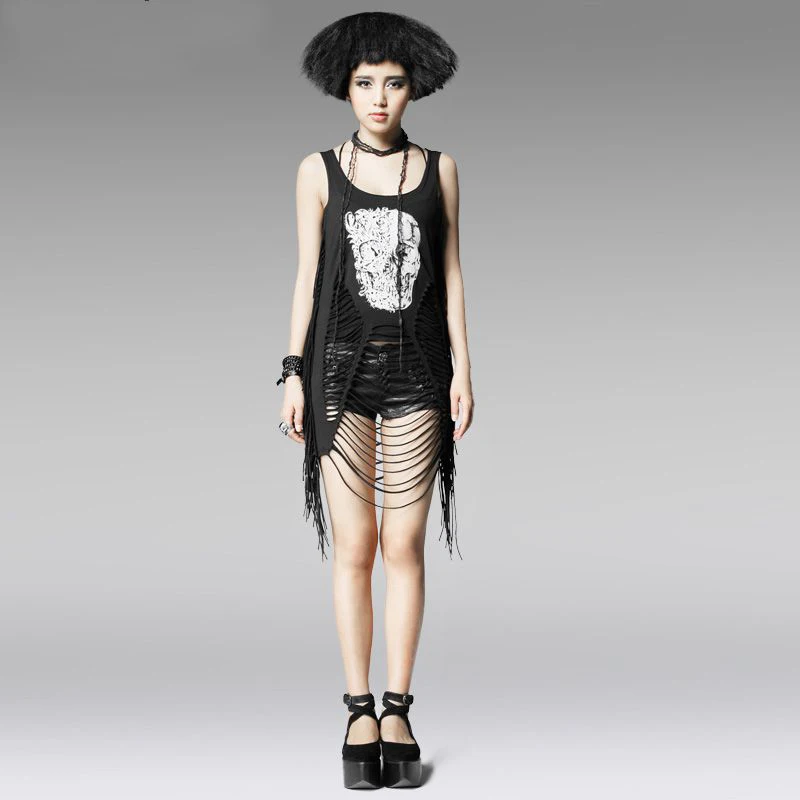 Женская Повседневная рубашка в стиле Харадзюку летняя майка с принтом черепа