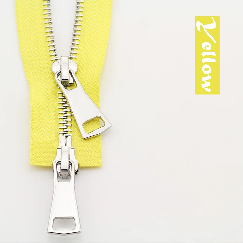 Yellow 5# разъемная застежка-молния двойными собачками good Market 60/70/80/90/100/120/150 см автоматический металлический замок застежки-молнии - Цвет: Yellow
