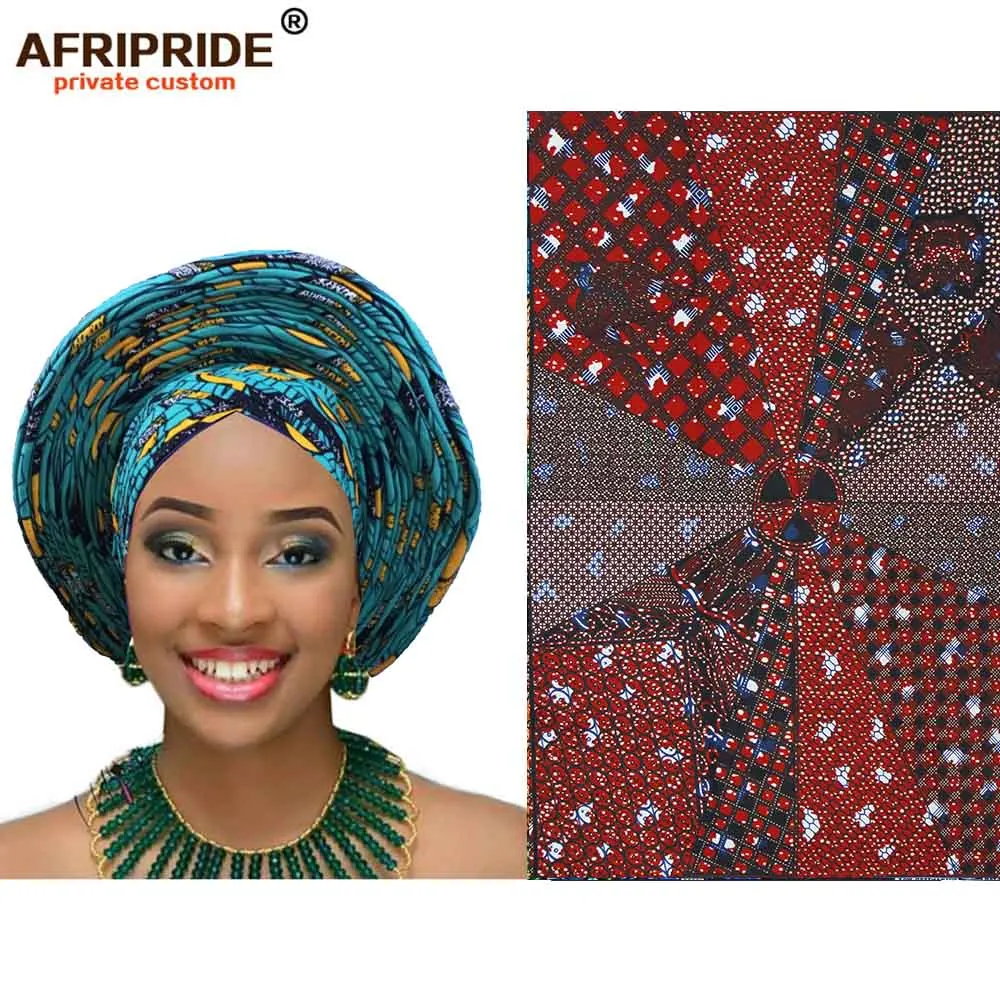 Африканский модный головной убор для женщин AFRIPRIDE bazin richi, ручная работа, хлопок, воск, принт, женский головной убор A19H001 - Цвет: 443J