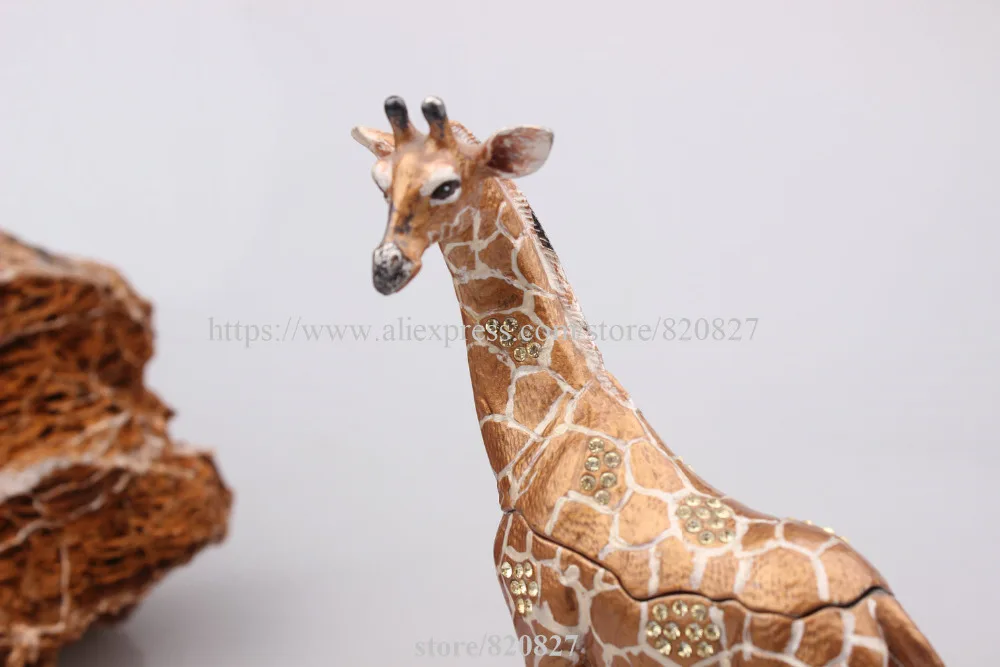 Винтажная подставка Giraff инкрустированная Ювелирная шкатулка с жирафом, украшенная кристаллами, коробка на память, металлический Жираф, домашняя статуя, статуэтка жирафа