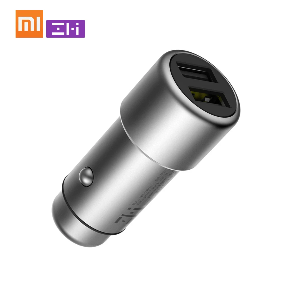 Оригинальное автомобильное зарядное устройство Xiaomi ZMI, двойное USB QC3.0, быстрая зарядка, 5 В, 2,4 А, металл, подходит для iPhone, samsung, iPad, huawei, LG, смартфона