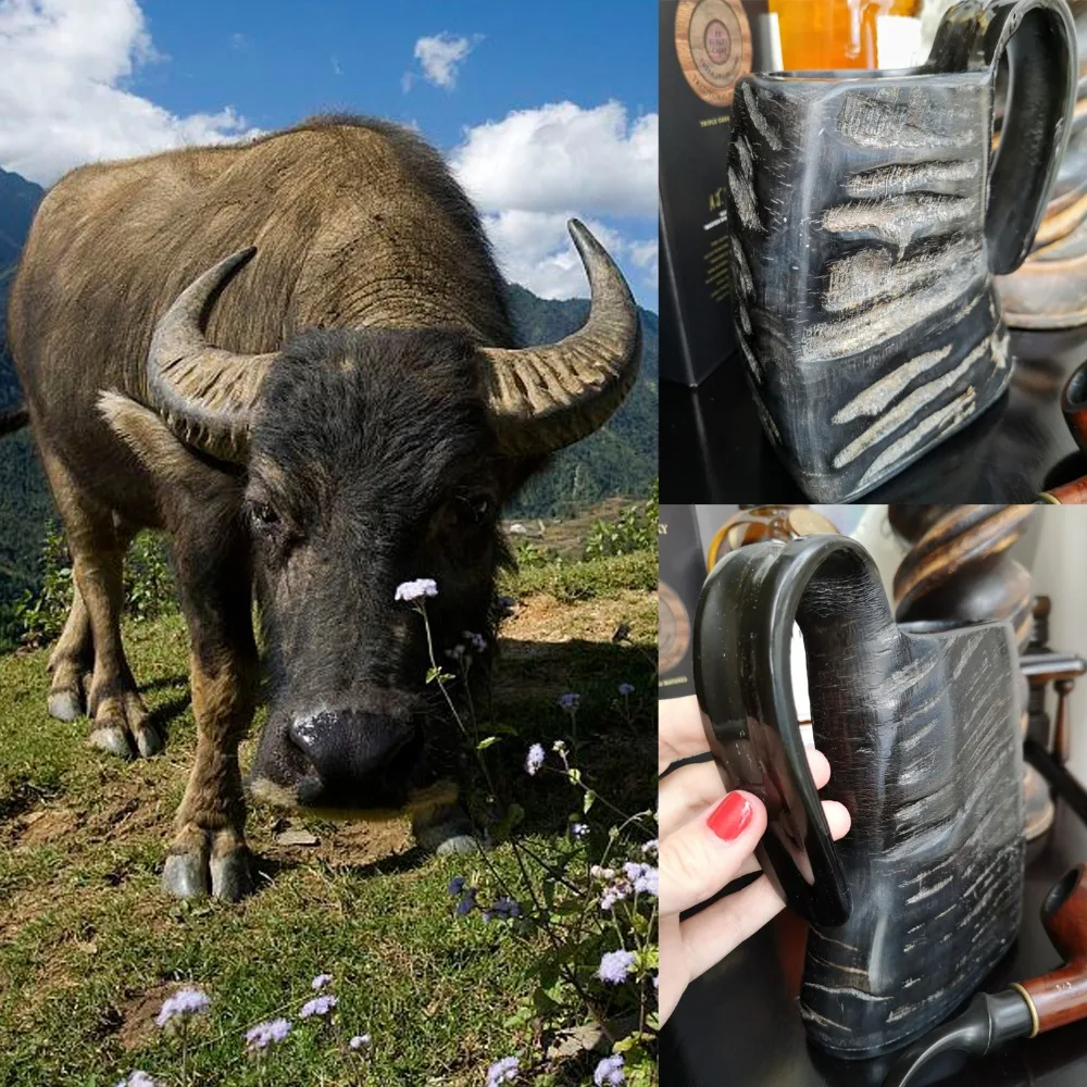 Viking Drinking Mug Beer Wine Goblet Tankard Tumbler Natural Asian Buffalo Horn Mugs Viking Horn Mug