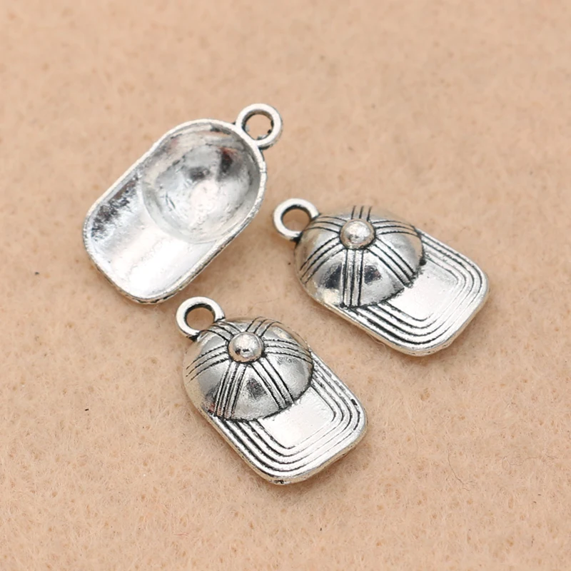 10pcs Tibetan Silver Plated Baseball Hat Charms Pendants for Jewelry Diy Bracelet Findings 19x10mm | Украшения и аксессуары