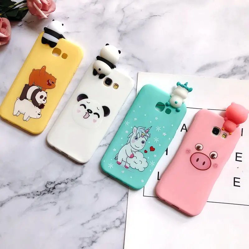 A30 A50 M10 M20 3D чехол для Etui samsung Galaxy A6 A7 A8 A9 2018 Kawaii Медведь Единорог A3 A5 2017