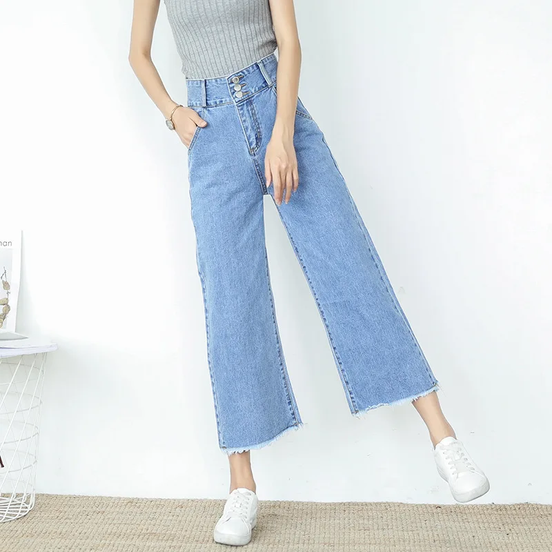 Ретро рыхлый Женский джинсы с высокой талией Широкие ножные Femme Casual Ankle Boy Друг