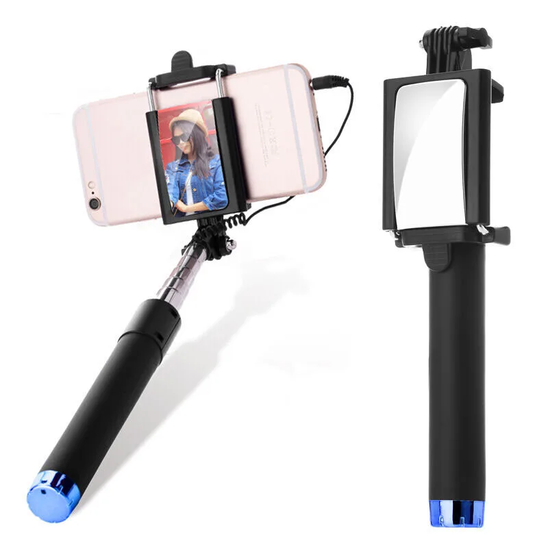 Eustak проводной ручной монопод для селфи с зеркалом мини Автоспуск iPhone 6 6S Plus Samsung