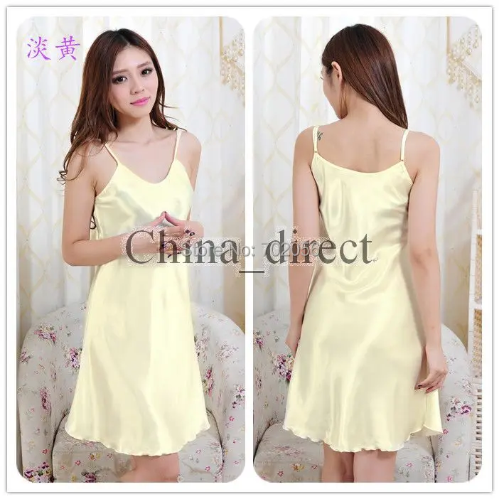 summer Women Sexy Rayon Silk Sleepshirts braces Lingerie Nightdress sleepwear female dress #3797 | Женская одежда