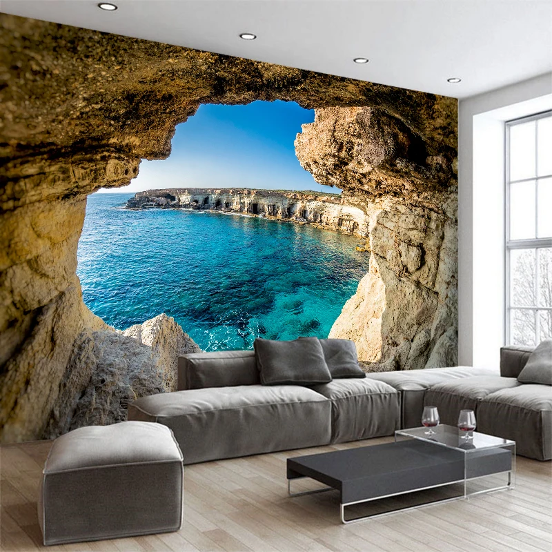 

Custom size wall mural wallpapers Modern fashion Sea outside the cave Multi pieces Package Wall Sticker YBZ103