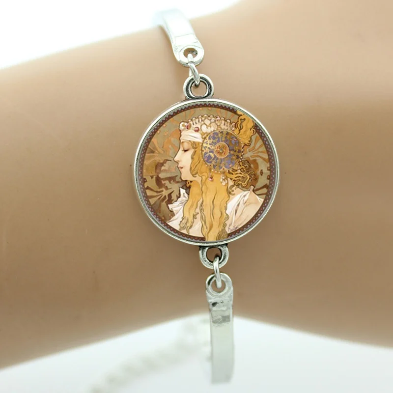 NS389 10 Браслеты TAFREE Alphonse Mucha с изображением девушки и цветка лилии, модный элегантный браслет, браслеты для девушек и женщин, подарки, ювелирные изделия NS389 - Окраска металла: NS389 10