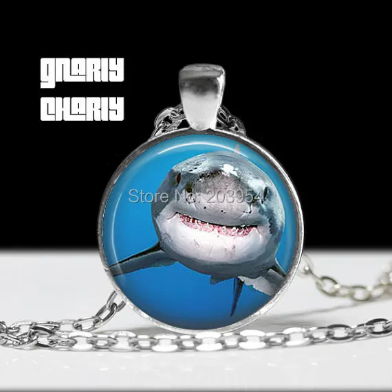 

Steampunk handmade necklace movie SHARK sea ocean 1pcs/lot bronze or steel Glass Pendant jewelry gift chain men women necklace