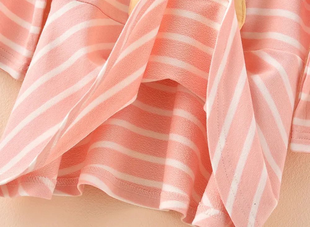 Toddler baby girls dress Long Sleeve Cartoon Striped Rabbit Bow Party Princess Dress clothes dropshipping | Детская одежда и обувь