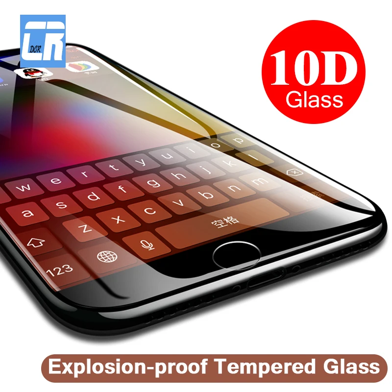 10D закаленное стекло с изогнутыми краями для iPhone X 8 7 6s Plus полное покрытие Защита