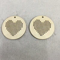 20pcs heart stitchable wood pendants needlepoint cross stitch