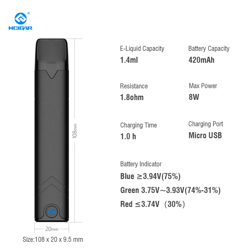Оригинальный комплект HCIGAR AKSO OS с 420 мАч Vape Pen электронная сигарета встроенный