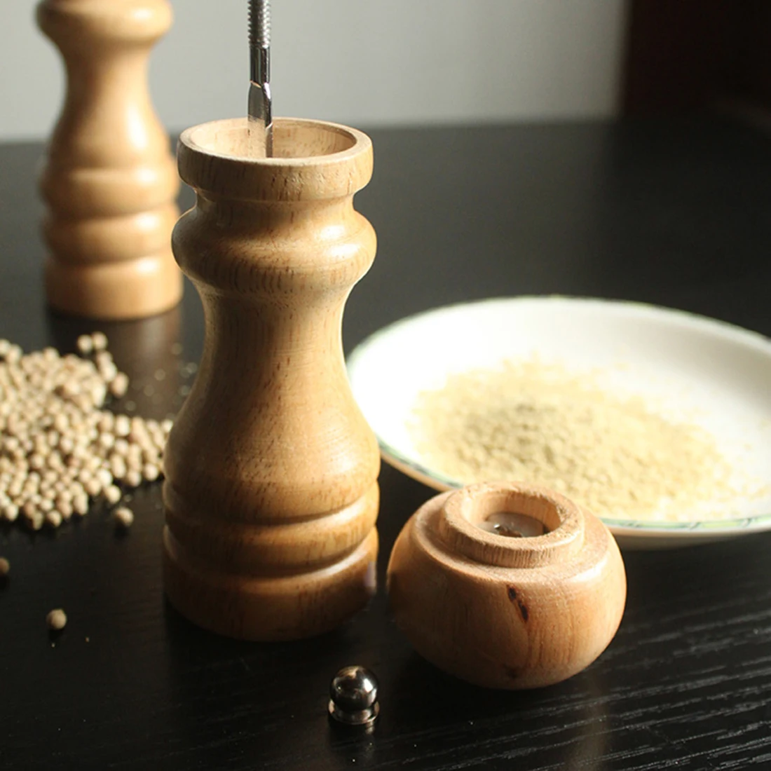 1pc Wooden Salt Pepper Grinder Spice Mills Hand Movement Manual Wood Mill Kitchen Tools Stainless Steel Core | Дом и сад