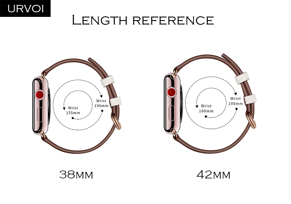 URVOI кожаный ремешок для apple watch серии 4 3 2 1 slim fit ремешок для iwatch классические цвета розового золота адаптер/пряжки 40 44 мм
