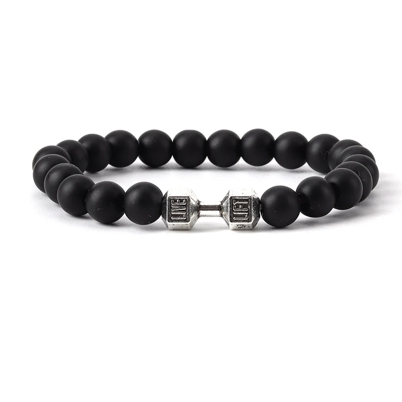 Браслеты с бусинами для мужчин и женщин модные ювелирные украшения гантелей из