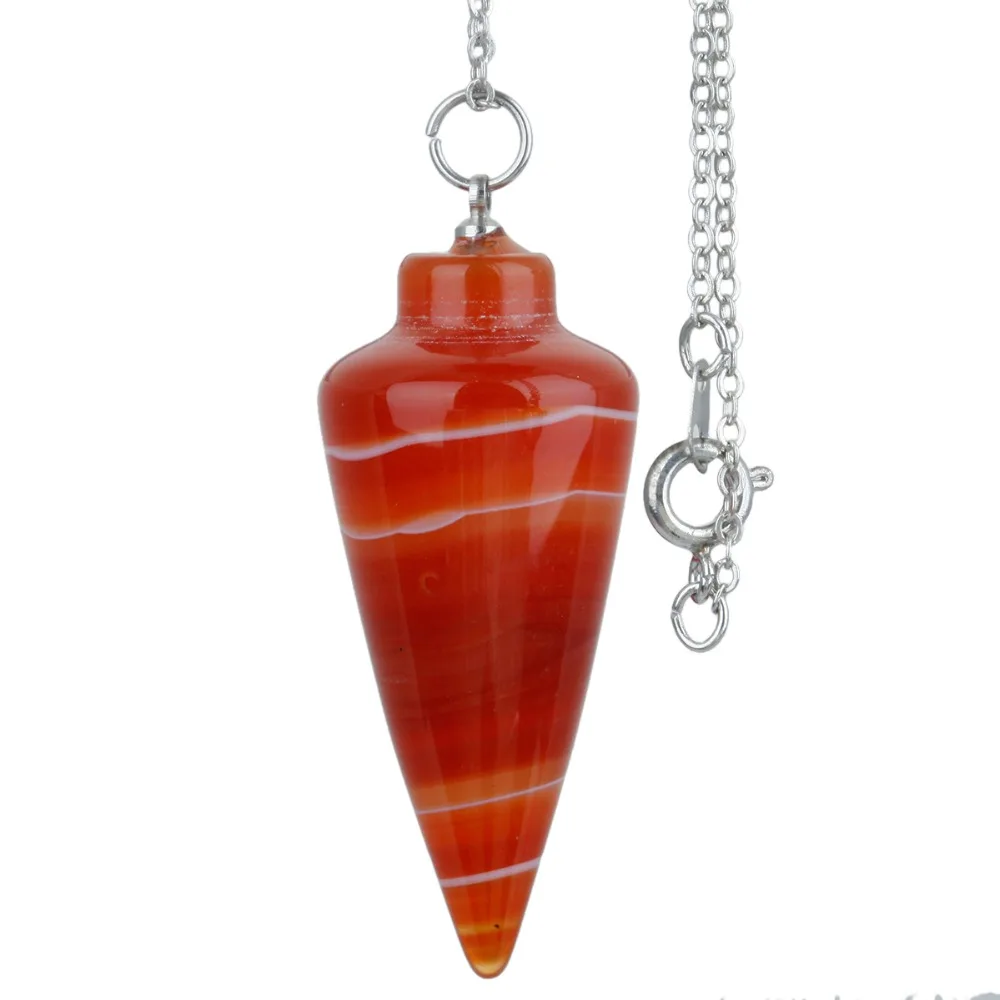 

SUNYIK Sardonyx Striped Healing Dowsing Energy Reiki Chakra Pendulum with Chain