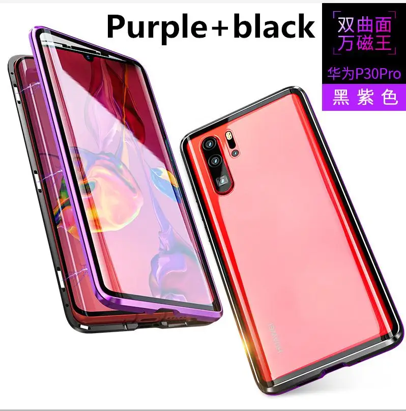 Для huawei P30 lite чехол 360 Магнитная Адсорбция передняя+ задняя Двусторонняя 9H чехол из закаленного стекла для huawei P30 Pro