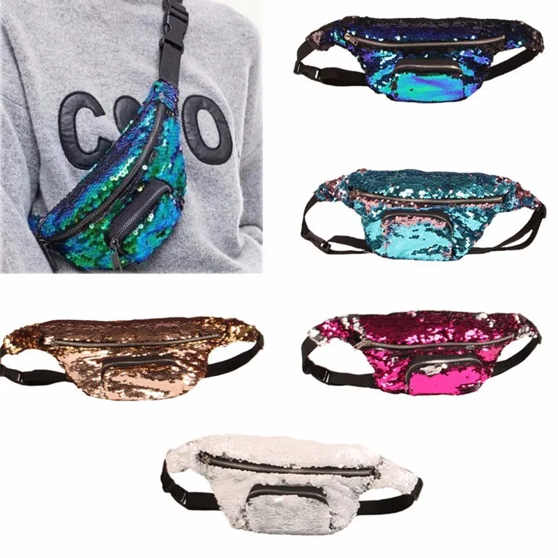 LDAJMW Colorful Sequins Waist Bag Women Men Belt Women's Purse Cell Phone Pocket Fanny Pack Crossbody|mens belt bags|waist bagfanny pack |