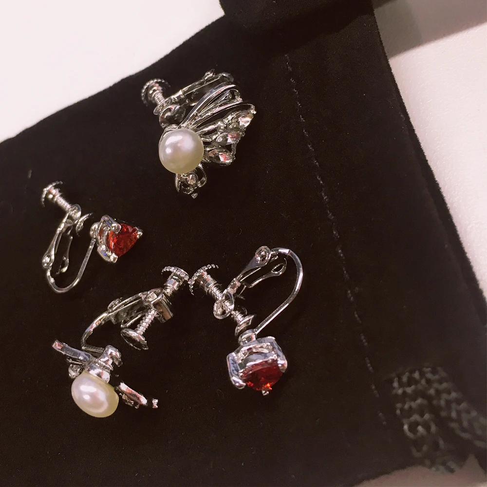 2019 925 sliver Earring Heart crystal stud earrings for Women Jewelry red | Украшения и аксессуары