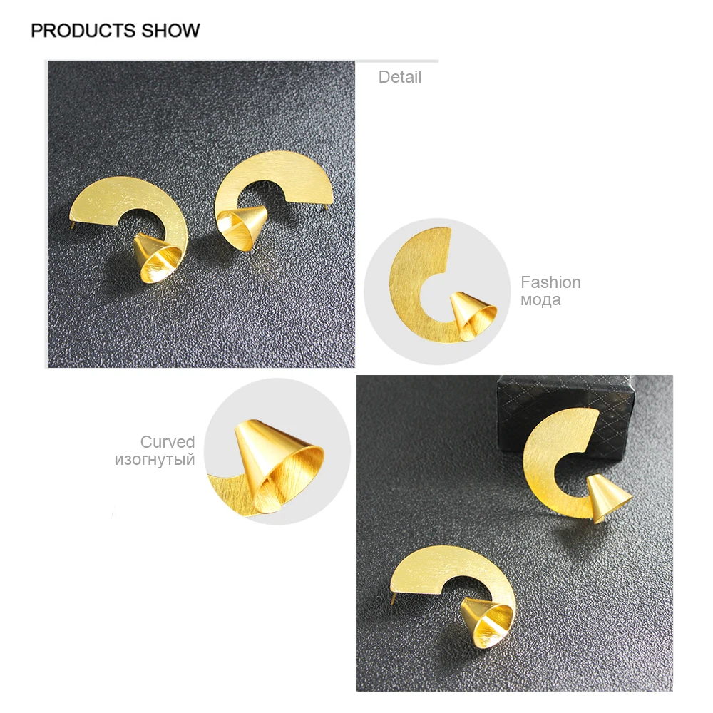 JUST FEEL 2018 Gold Color Twisted Stud Earrings for Women Punk Style Irregular Metallic Party Jewelry Boho | Украшения и