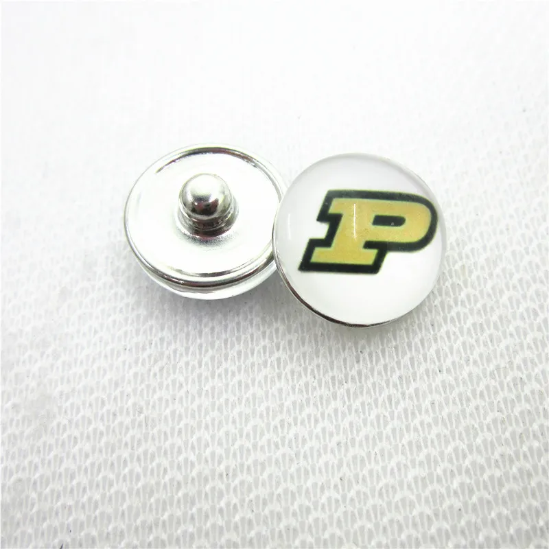 

10pcs Purdue Boilermakers Snap buttons Glass 18mm Sport snap buttons Diy Snaps Jewelry Bracelet&bangles charms