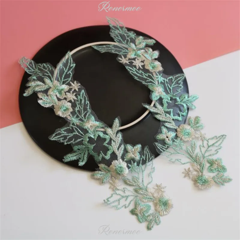 10 пар свежих серебряных зеленых ниток вышитые кружева аппликация отделка для DIY