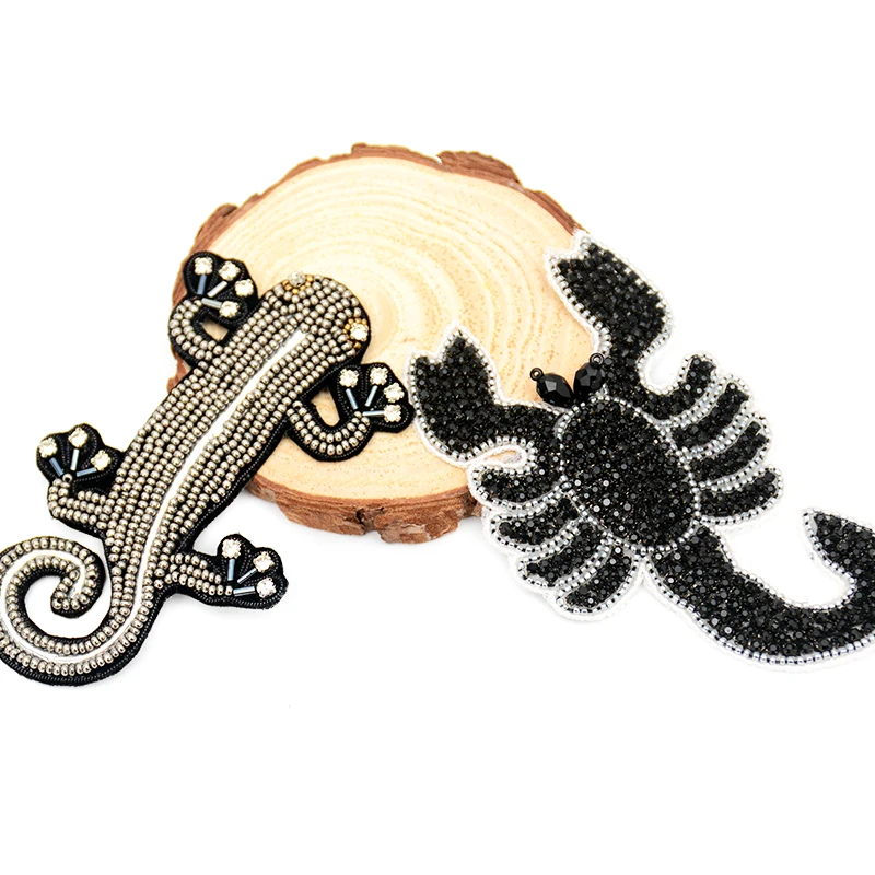 DIY 3D Ручная вышивка бисером геккон Скорпион патч Панк локомотив одежда