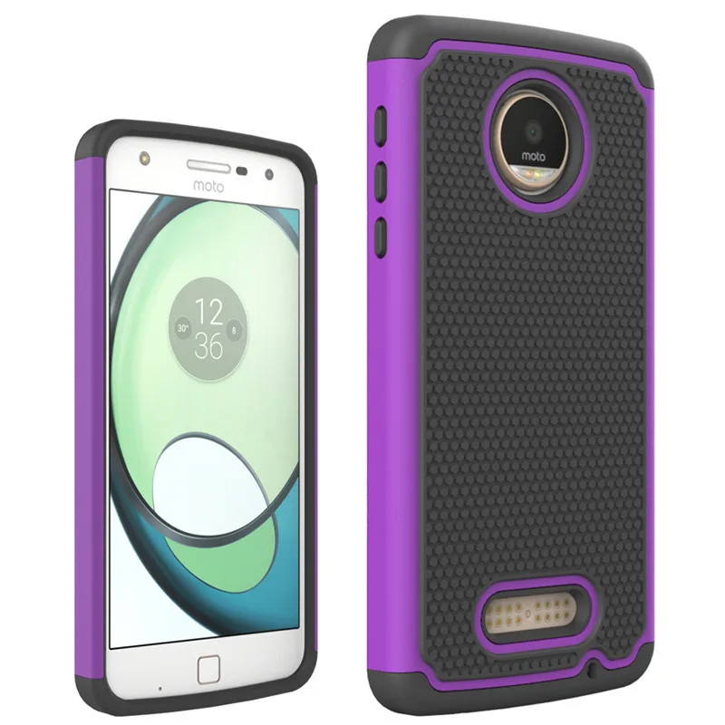 Двойной Слои антидетонационных Телефон чехол для Motorola Moto Z Play крышка кремния и Пластик Панцири противоударный 2in1 назад Чехол протектор