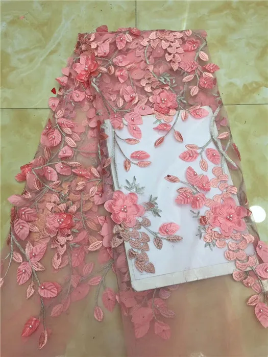 Новинка 2019 французская кружевная ткань 3D цветок африканская Тюлевая сетчатая с