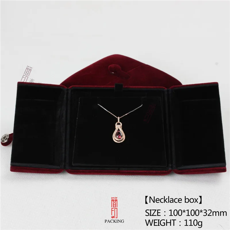 Красные бархатные коробочки с черным внутренним сердечником для ожерелья|pearl