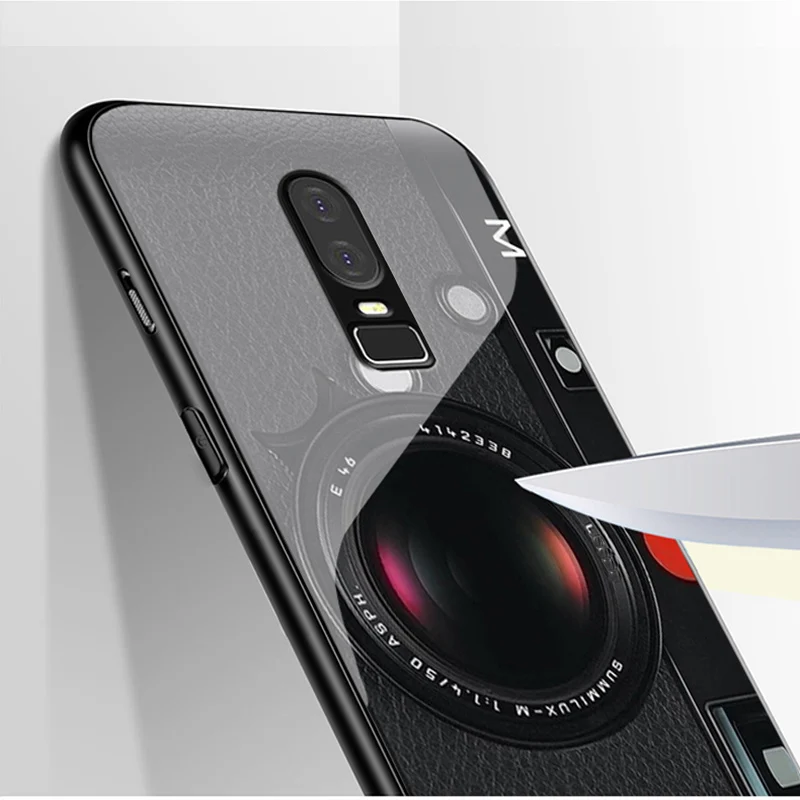 

For Oneplus 6 Case phone Cases skin retro cartoon Tempered glass cover For Oneplus6 case Protection Shell For One plus 6 coque