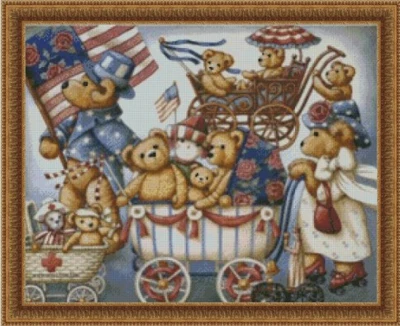Вышивка крестиком Европейский мультяшный Ретро медведь семейный портрет