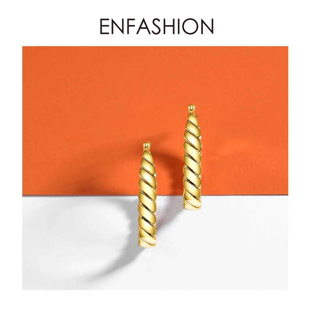 Enfashion, крученые серьги-кольца, серьги золотистого цвета, круговые серьги, трендовые большие круглые серьги для женщин, ювелирное изделие EM181065