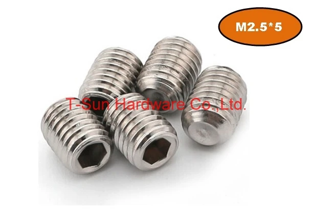 

DIN916 M2.5*5 Hexagon Socket Cup Point Grub Screw Stainless Steel