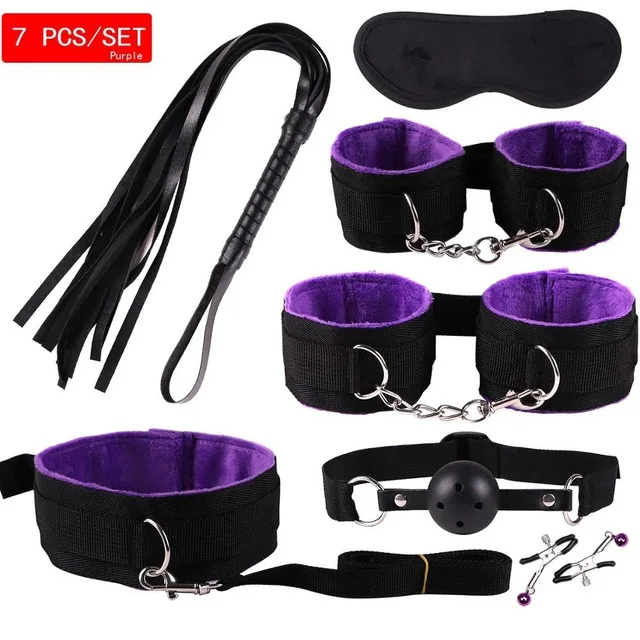 purple 7 Горячие 11/10/9/8/7 шт./компл. наручники полиции Косплэй инструменты игрушки для набора для масляного фильтра с регулировкой соск кнут Веревка Секс-игрушки для пар - Цвет: purple 7